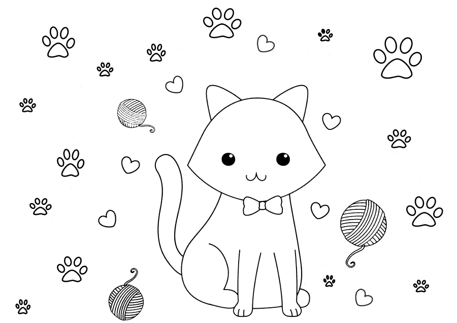 Kitty mit Bogen auf Muster Hintergrund
